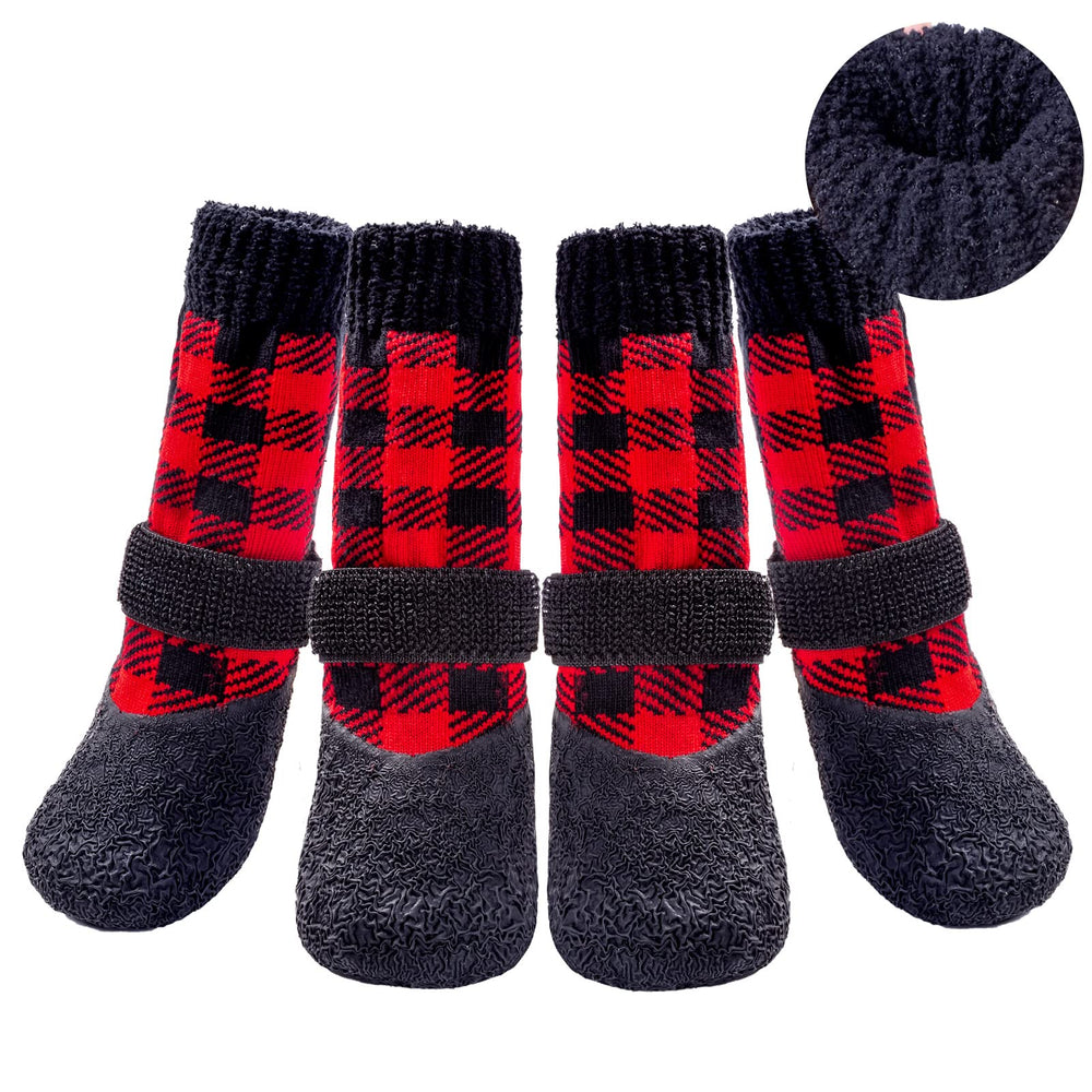 BINGPET anti-slip socks closeup highlights snug fit and warmth for winter walks.