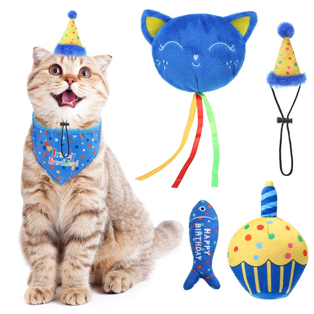 BINGPET cat birthday bandana adds festive dress-up fun for indoor cats.