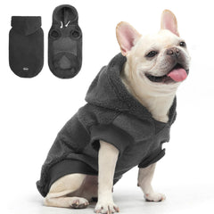 BINGPET dog hoodie with leash hole gray front view for easy leash access on walks
