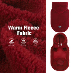 BINGPET dog hoodie red leash-hole detail for outdoor safety.