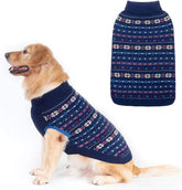 BINGPET navy medium dog sweater front view for warm winter walks