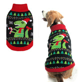 BINGPET Knit Puppy Sweater with dinosaur pattern for festive dog style