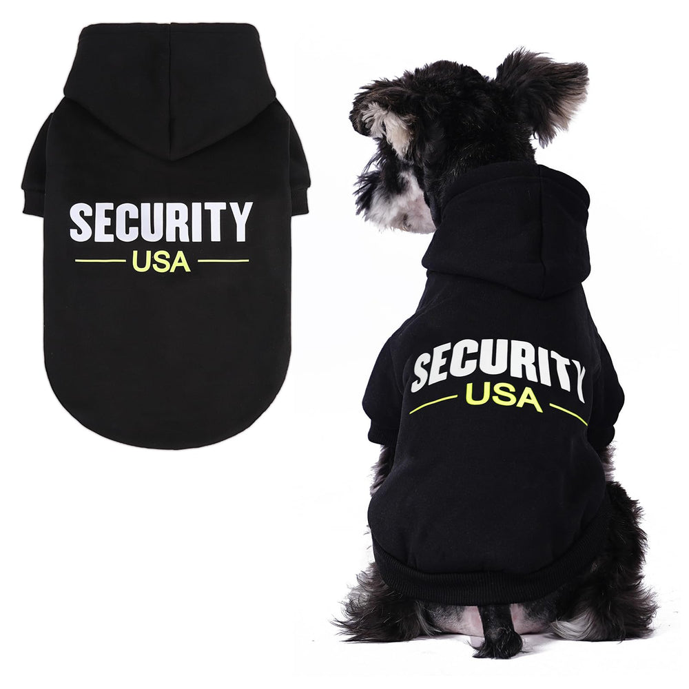 BINGPET Security USA dog sweater back view shows warm fleece for cold walks