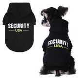 BINGPET Security USA dog sweater back view shows warm fleece for cold walks
