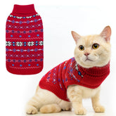 BINGPET snowflake-pattern red cat sweater for festive warmth and style