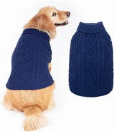 BINGPET thermal knitted dog sweater front view keeps pets warm during winter walks.