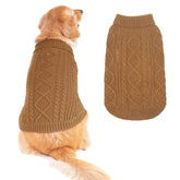 BINGPET thermal knitted dog sweater front view showcases cozy turtleneck warmth.