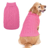 BINGPET thermal knitted dog sweater on model keeps pets warm during winter walks.