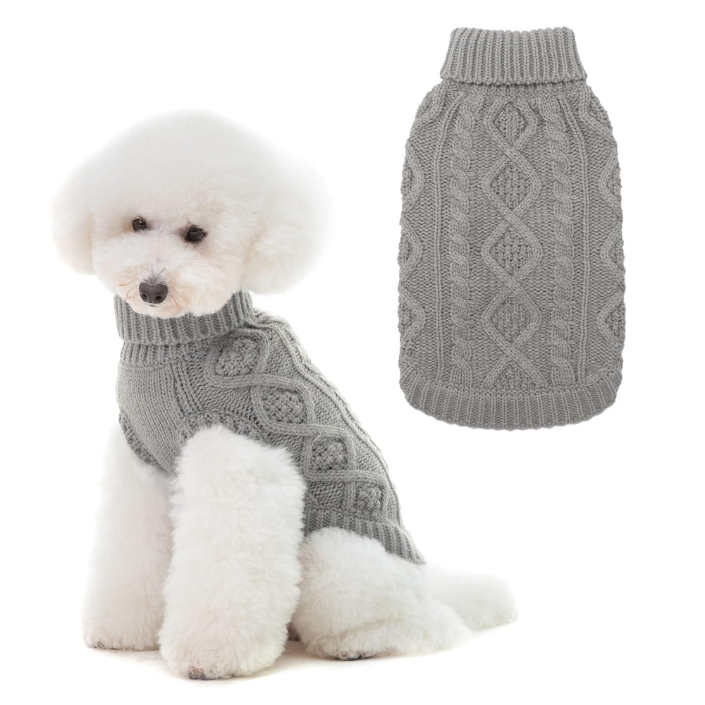 BINGPET thermal knitted dog sweater with turtleneck keeps pets warm on cold walks.