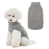 BINGPET thermal knitted dog sweater with turtleneck keeps pets warm on cold walks.