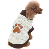 BINGPET Turtle Neck Dog Sweater front view in brown bone pattern for cozy winter warmth