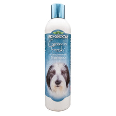 Bio-Groom Groom'n Fresh shampoo bottle shows residue-free cleansing for puppies