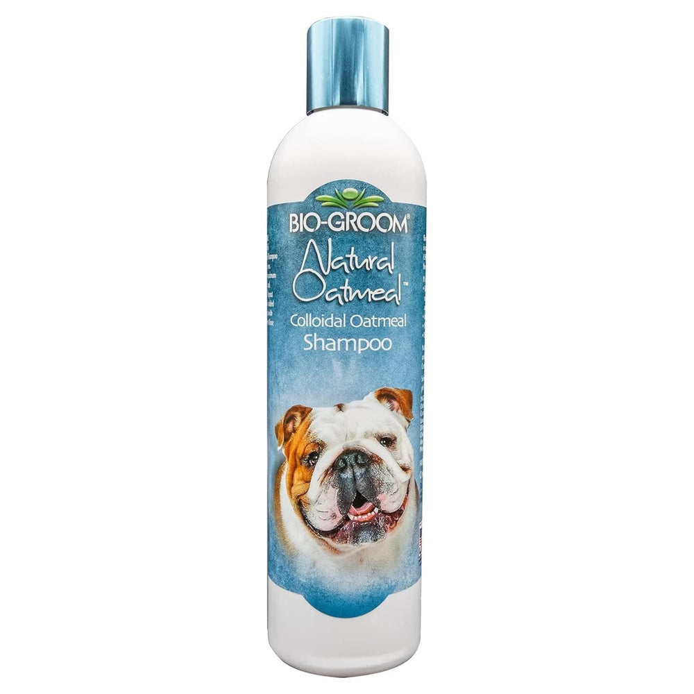Bio-Groom Oatmeal Dog Shampoo bottle-front view highlights the anti itch formula