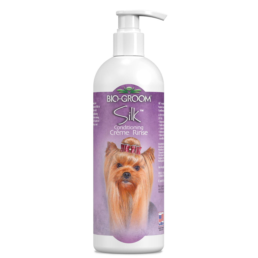 Bio-Groom Silk Creme Rinse bottle pour for residue-free coat care