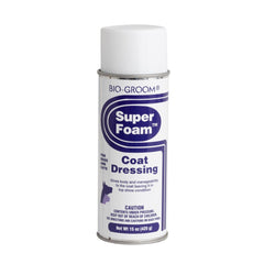 Bio-Groom Super Foam Coat Dressing bottle shown for detangling and conditioning without heaviness