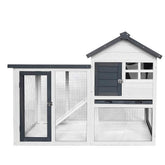 Birasil Wood Rabbit Hutch front view shows sturdy two-level design for small pets.