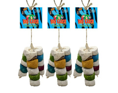 Bird Kabob Chiquito tri-pod bird toy with colored yucca chunks for shredding and enrichment.