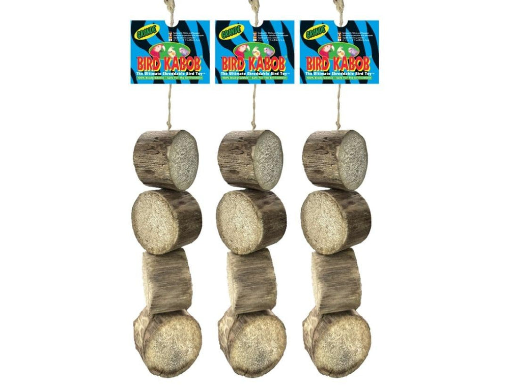 Bird Kabob Grande 3-Pack main image: shreddable enrichment for birds that reduces boredom and promotes activity.