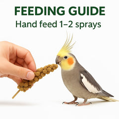 Birds LOVE Economy spray millet no stems highlights 100 percent edible millet.