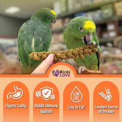 Birds LOVE spray millet stems removed demonstrates no stems for easier serving.