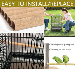 Bird cage with Birheatry perch covers and natural grit for routine maintenance