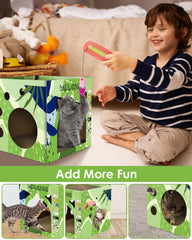 Bissap cat cardboard house thickened honeycomb structure resists wear.