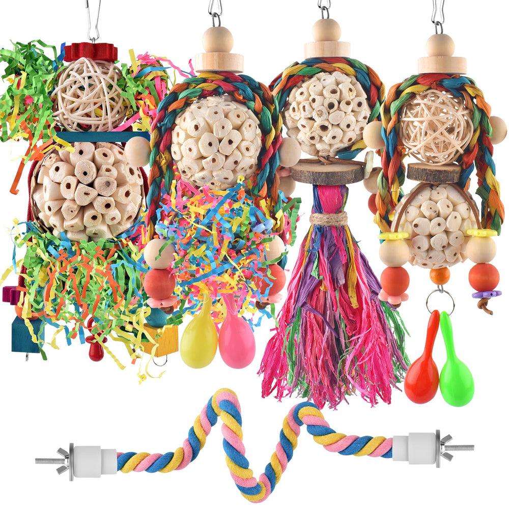 Bissap Conure Toys foraging-shredder shows vibrant colors for active foraging play.