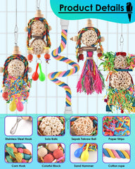 Bissap Conure Toys sola-balls-sand-hammer highlights safe chewable components and soft texture.