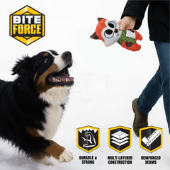 Bite Force strong-stitching dog toy orange withstands aggressive chewing sessions.