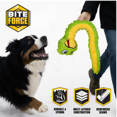 Bite Force Slither The Snake durable dog toy designed for indoor and outdoor use
