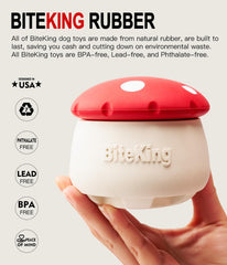 BiteKing natural rubber durable yet soft for comfortable chewing.