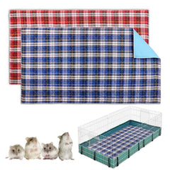 Blaoicni guinea pig cage liner blue plaid shows durable, washable bedding.