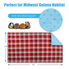 Blaoicni guinea pig cage liner red plaid provides vibrant, easy-to-clean bedding.