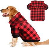 Blaoicni plaid dog hoodie XL front view, warm fleece for cold weather comfort.