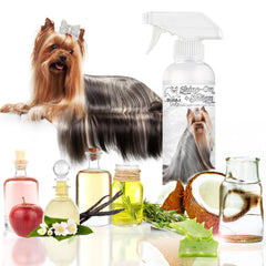 The Blissful Dog Shine-On detangler-action demonstrates quick mat release during grooming.