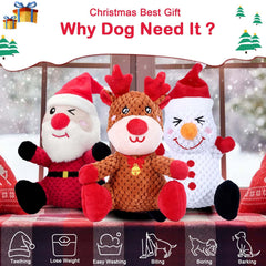 BLSCC Snowman dog plush toy with squeaker for festive fun.