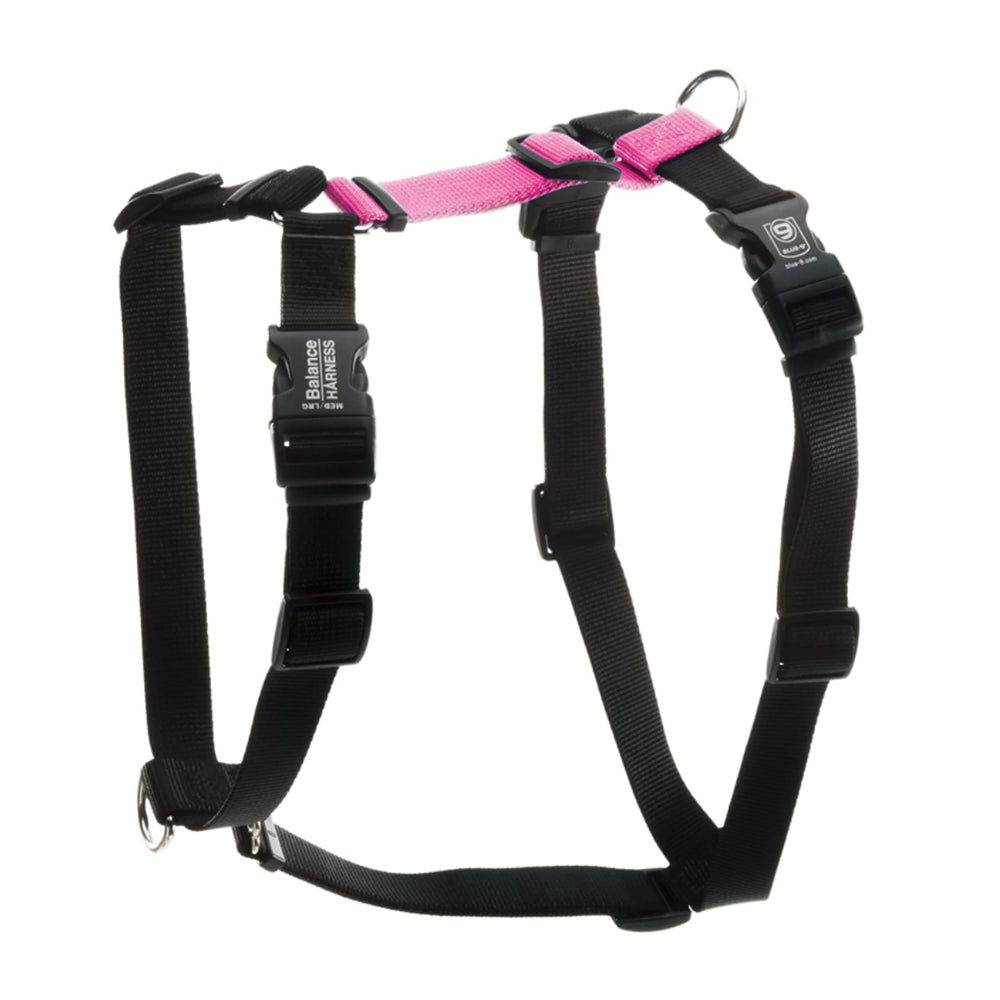 Blue-9 Buckle-Neck Balance Harness front view in hot pink supports a secure, comfortable no-pull training.