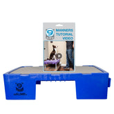 Blue-9 KLIMB Jr. outdoor-ready training platform in backyard for dog practice