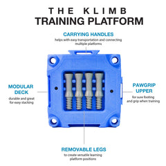 Blue-9 KLIMB legs show adjustable support for versatile height setups.