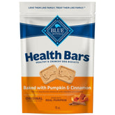 Blue Buffalo Health Bars pumpkin cinnamon bag front view, wholesome ingredients shown.