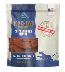 Blue Buffalo Top Chews Natural Chicken Jerky pack of treats for dogs, tasty rewards during training.