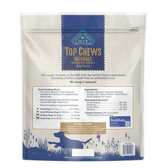 Blue Buffalo Top Chews Natural Chicken Jerky single chew piece shown, ideal for rewarding dogs.