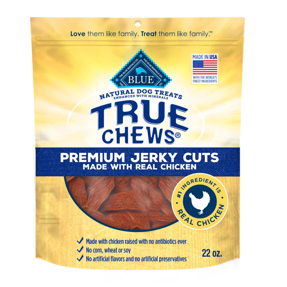Blue Buffalo True Chews: bolsa jerky de pollo, porciones fáciles para perros.