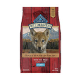 Blue Buffalo Wilderness Rocky Mountain beef kibble close-up for lean puppy muscle