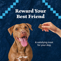 Blue Buffalo Wilderness Trail Treats grain-free dog treat highlights protein-rich recipe