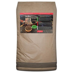 Blue Ridge Koi Fish Food 50lb bag closeup for convenient pond feeding and long-term storage.