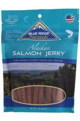Blue Ridge Naturals oven baked salmon jerky bag shown as a tasty training reward