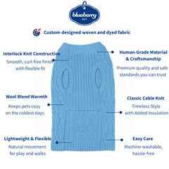 Blueberry Pet Alaskan Blue dog sweater worn by a dog showing cozy comfort for chilly days