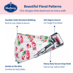 Blueberry Pet Cherry Garden Dog Leash on a dog walk, showcasing durable pattern and comfort.
