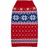 Blueberry Pet Christmas snowflake dog sweater front view keeps pups warm and festive for photos.